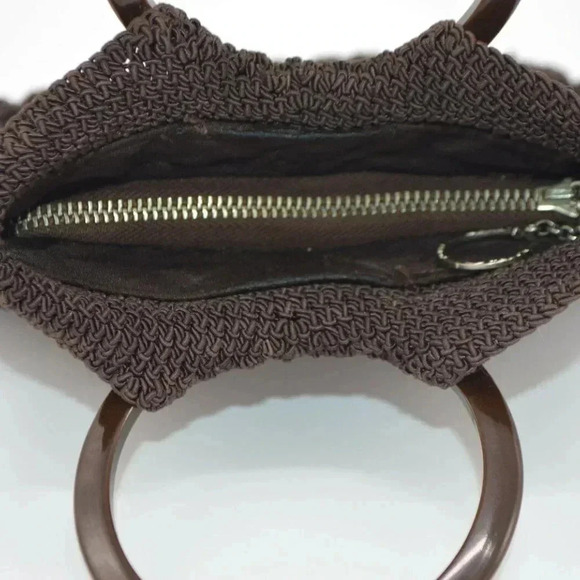 Art Deco Brown Crocheted Corded Fabric Bakelite - Picture 10 of 11